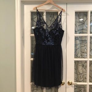NWT Navy blue Amsale babydoll cocktail dress